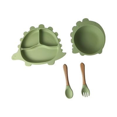 comprar O silicone da forma do dinossauro que come utensílios ajustou pratos personalizados para a alimentação do bebê online manufacture