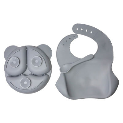 comprar Tamanhos personalizados ajustados de alimentação Grey Bear Shape 3Pcs do silicone da louça do bebê da placa do alimento online manufacture