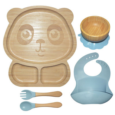 comprar Do bebê livre do silicone de BPA o grupo de alimentação dividiu a sução a placa de bambu MHC do bebê do silicone online manufacture