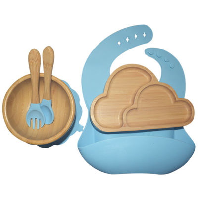 comprar Os produtos livres do silicone do bebê de BPA chapeiam o grupo de madeira da placa da sução do silicone do elefante ajustado online manufacture
