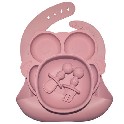 comprar 6 placas de alimentação do bebê do silicone dos PCes com alimento Nontoxic Tray Dishes da colher da forquilha da bacia do babador do copo online manufacture