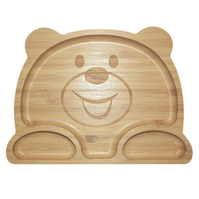 comprar MHC Silicio Dividido Sucção Jantar Crianças Alimentos de madeira Bamboo talheres Placa de silicone bebê online manufacture