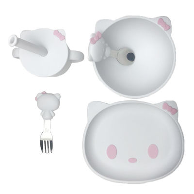 Os desenhos animados personalizados Kitten Shape Baby Silicone Feeding dos tamanhos ajustaram Bpa livre