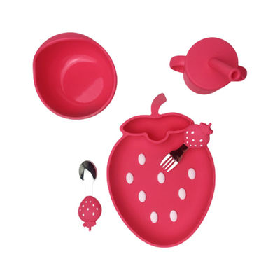 Grupo de alimentação personalizado do bebê do copo de Sippy do silicone da forma da morango