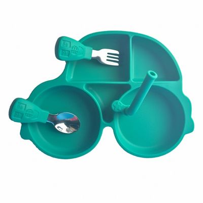 A colher de alimentação do silicone do bebê ajustou a forma personalizada Bpa do carro livre