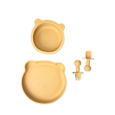 O urso durável do silicone do grupo de Mini Suction Plate And Bowl dá forma para a alimentação do bebê