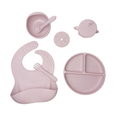 Produto comestível 5pcs ajustado de alimentação do silicone inquebrável do bebê da sução com copo de Sippy