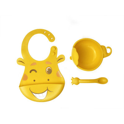 A alimentação do bebê ajustou livre da forma BPA do girafa dos babadores e das bacias do silicone personalizado