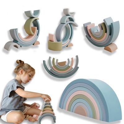 Produto comestível livre de empilhamento infantil educacional do empilhador do silicone do arco-íris do brinquedo BPA
