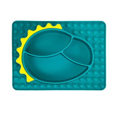 Produto comestível de alimentação do bebê da bacia da placa da sução do dinossauro do silicone das crianças