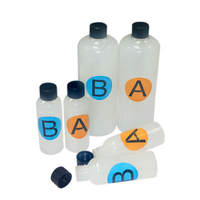 Líquido transparente da borracha de silicone 2 porções de produto comestível pequeno da parte alíquota da garrafa