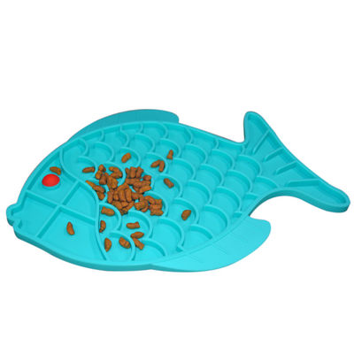 O animal de estimação macio do silicone fornece peixes personalizados dá forma aos cães que lambem o OEM/ODM das placas