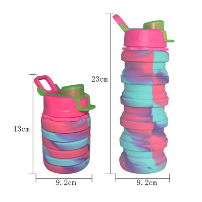 Garrafa bebendo 500ml personalizado dobrável do multi silicone dos esportes das cores