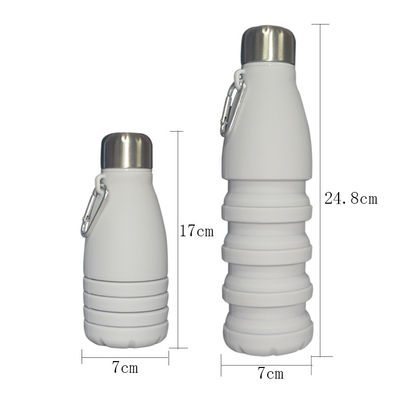 Garrafas de água reusáveis biodegradáveis dobráveis 550ml Grey Customized do silicone