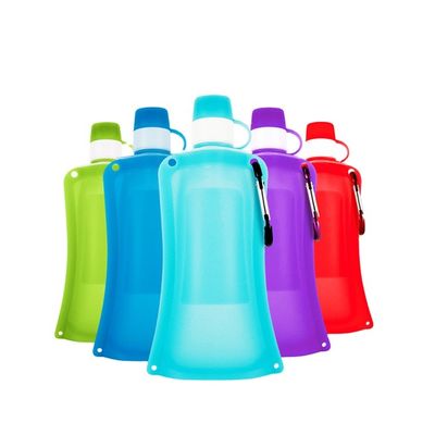 Malote do saco do silicone que caminha a água potável 500ml dobrável de selagem dobro personalizada