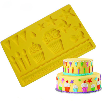 O fundente de cozimento do casamento do aniversário dos utensílios do multi silicone da camada molda para o bolo