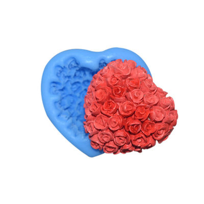 Molde de cozimento do silicone de Rosa 3d do coração do bolo do fundente dos utensílios do silicone do produto comestível
