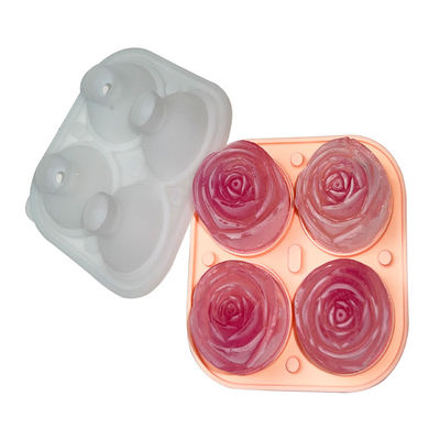cavidades do produto comestível 9 do molde do silicone de 3D Rose Shaped Ice Cube Tray