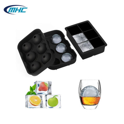 O molde do gelo do silicone de 6 cavidades armazenou o cubo de gelo dado forma bola Tray Customized