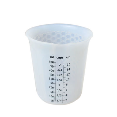 Escala feita sob encomenda resistente ao calor dos copos de medição 500ml da ferramenta da cozinha do silicone 16oz