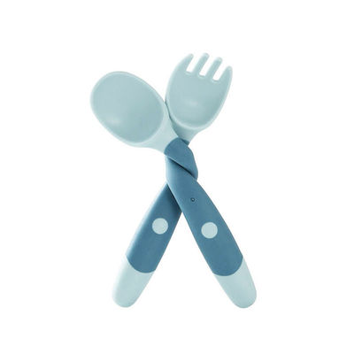 Colher do silicone do bebê e planície de alimentação da forquilha BPA dobrável Eco livre amigável