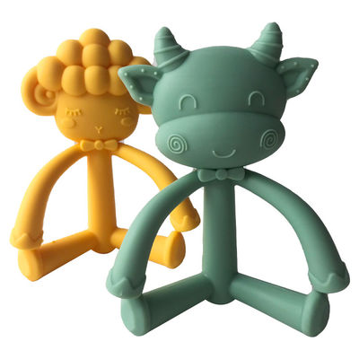 Bebê feito sob encomenda Teether do silicone dos desenhos animados, vaca de formação lnfant da escova de dentes do silicone do produto comestível e formas dos carneiros