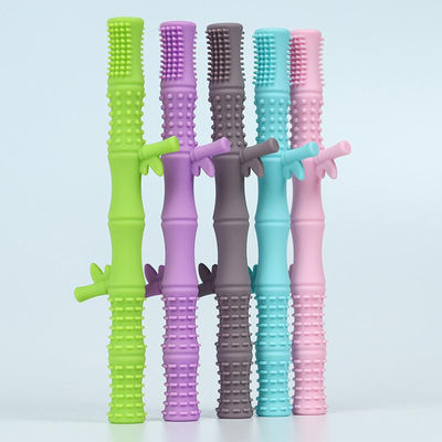 Saindo os dentes a vara Toy For Baby Teether Food classifique o projeto de bambu que sai os dentes palhas de Teether do silicone do tubo