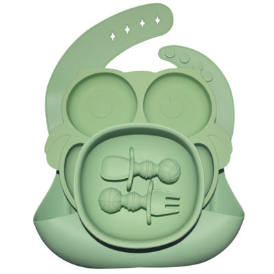 6 placas de alimentação do bebê do silicone dos PCes ajustam-se com utensílios de mesa da colher MHC da forquilha do babador do copo Nontoxic