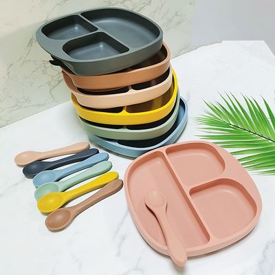 Placa personalizada do bebê do silicone com a sução que alimenta crianças Nonslip para crianças
