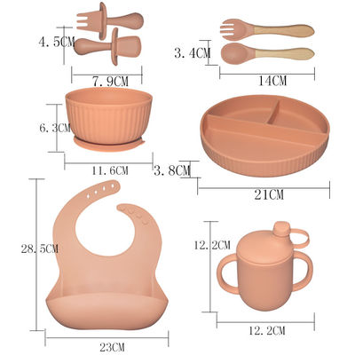 Conjunto de alimentação de grau alimentício placa de sucção de silicone com sucção de silicone e colher