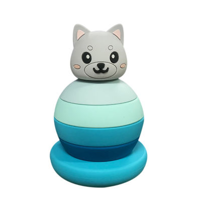 Animais Torre de empilhamento de silicone Blocos de construção educacionais Brinquedos para crianças de 3 anos
