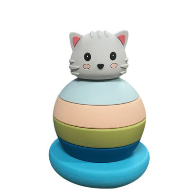 Montessori Educacional Blocos de empilhamento de silicone brinquedo para crianças aprender