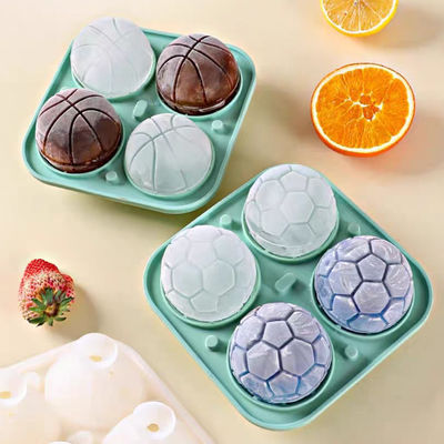 MHC Eco-Friendly Silicone Ice Cube Trays For Freezer With Cover Balls 3D Football Round Ice Mold