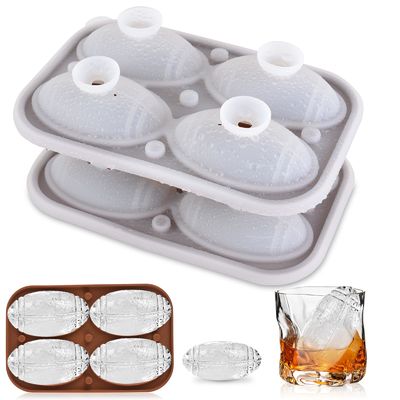 MHC Factory Wholesale Ice Cube Tray Formas Engraçadas com Bolas de Cobertura 3D Rugby Football Ice Tray
