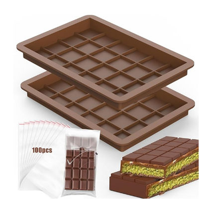 MHC Chocolate Moldes Silicone Quadrado Geométrico Largo Deep Custom Dubai Chocolate Mold
