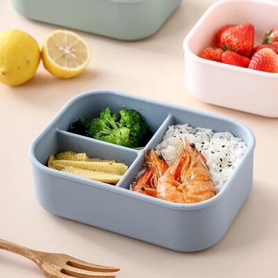 Conjunto de caixa de almoço de silicone para alimentação infantil de qualidade alimentar adequado para microondas e frigorífico, fácil de limpar
