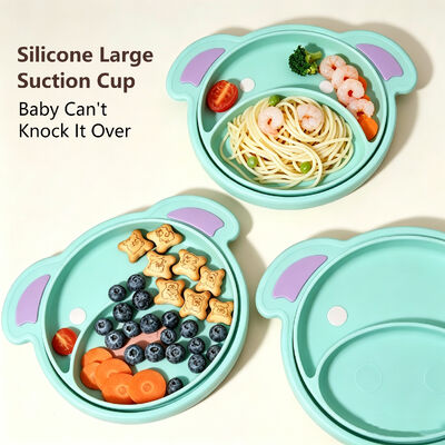 Conjunto de alimentação para bebês de silicone não tóxico Prato de jantar infantil infantil infantil Prato de jantar infantil com desenho animado de urso